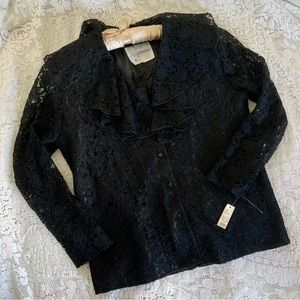 Vintage Victorian lace black blouse NWT